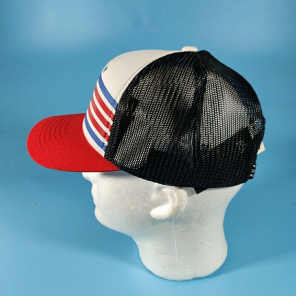 Fox Racing Hat Mens Snapback American Flag Mesh Trucker Cap White Blue Red - Picture 3 of 5